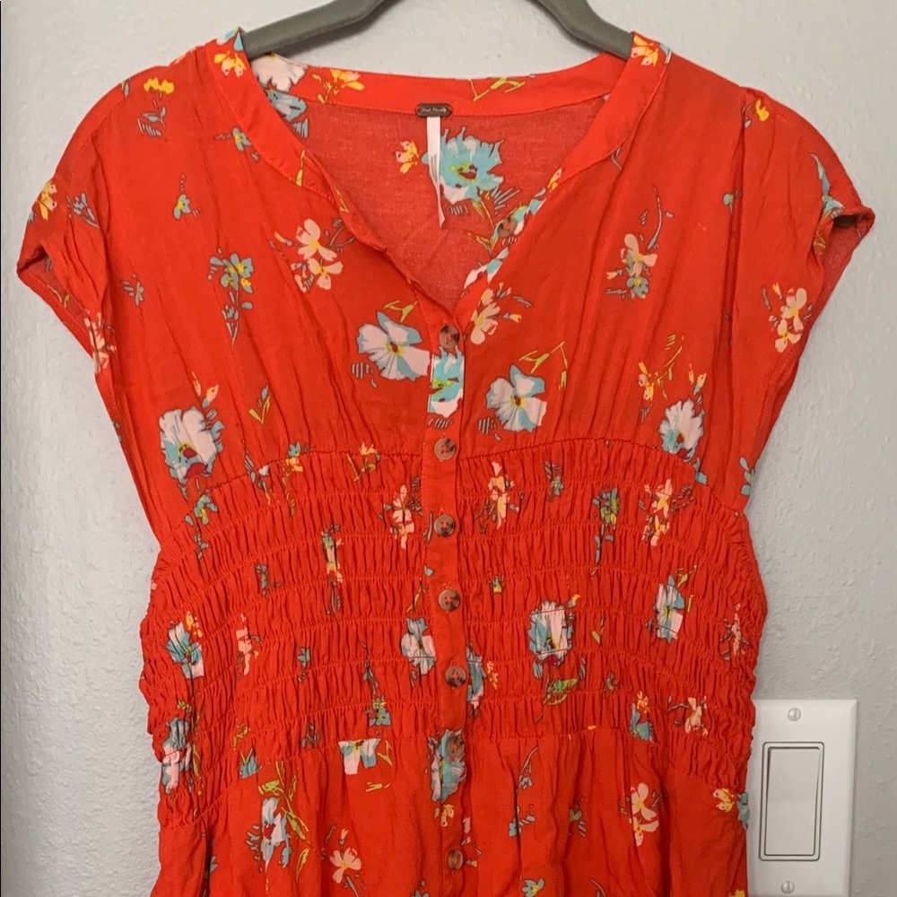 Free People red floral mini dress